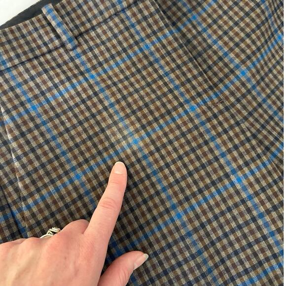 THEORY Women’s Testra Wool-Blend Pant Brown Blue Size 4 - Picture 7 of 12